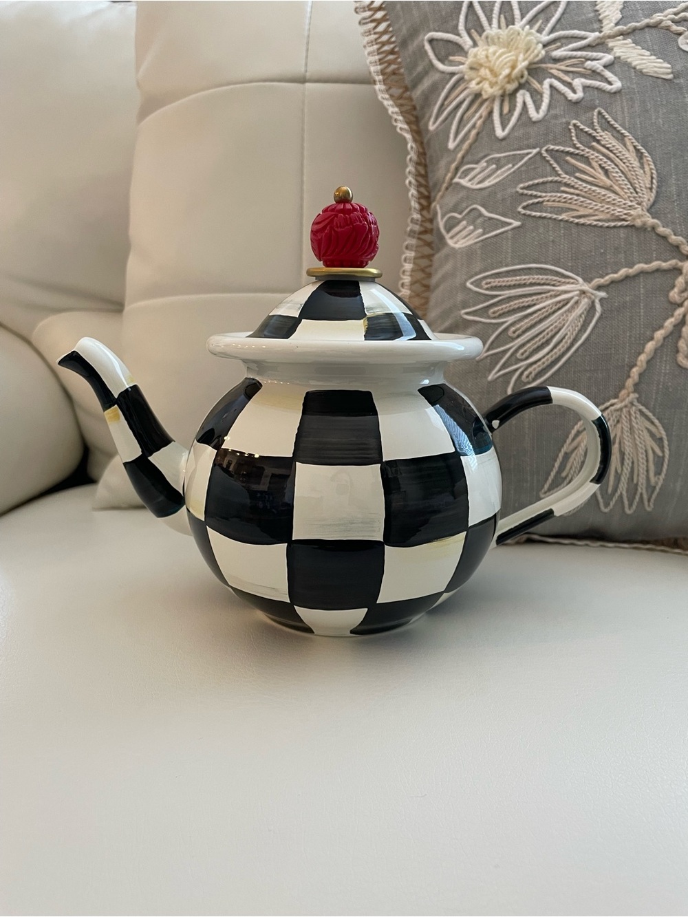 McKenzie Childs Courtly Check Teapot